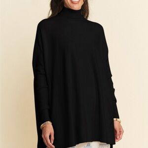 High-Low Turtleneck Long Sleeve Knit Top